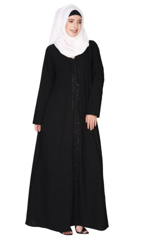 Sparkling Design Swarovski Crystal Stone Work Black Abaya