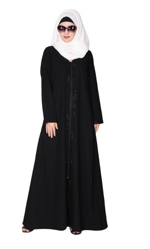 Sparkling Design Swarovski Crystal Stone Work Black Abaya