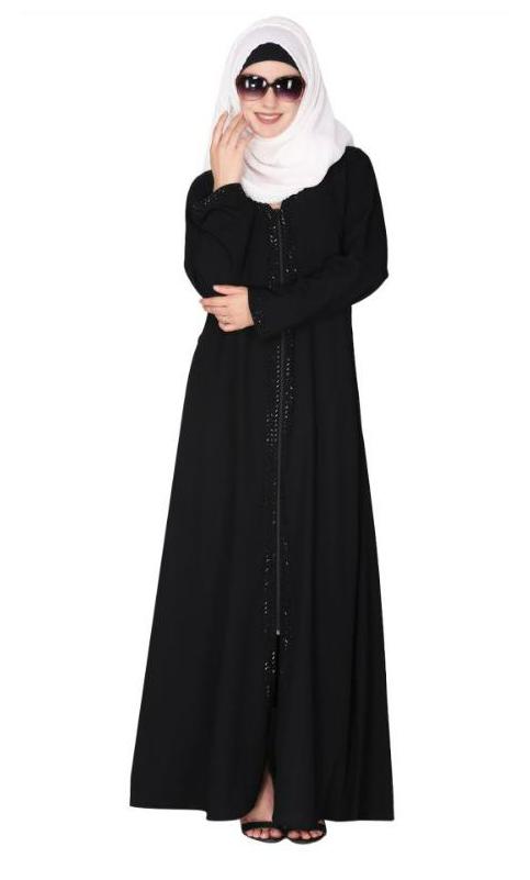 Sparkling Design Swarovski Crystal Stone Work Black Abaya