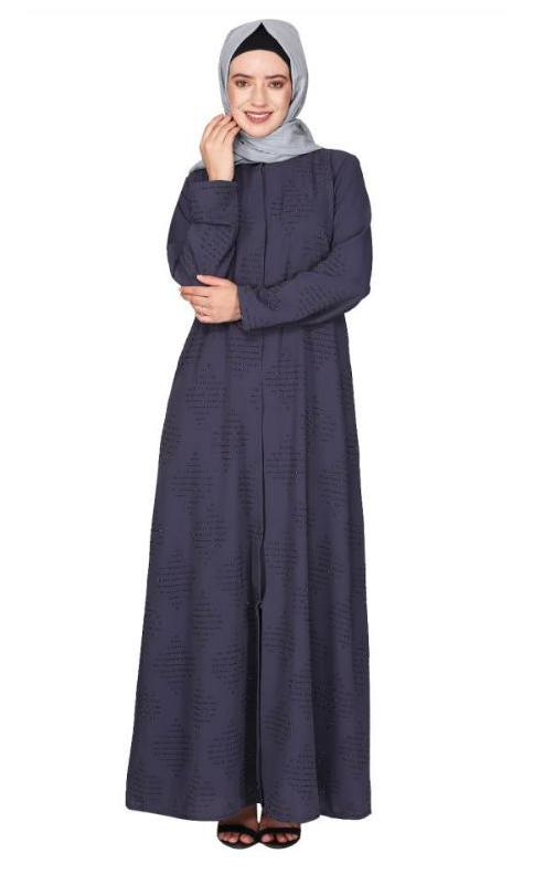 Sparkling Swarovski Crystal Stone Work Dark Grey Abaya
