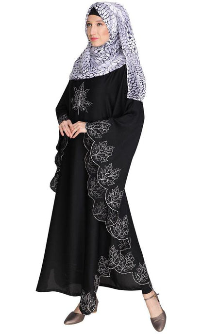 Spring Leaf Black Kaftan (Made-To-Order)