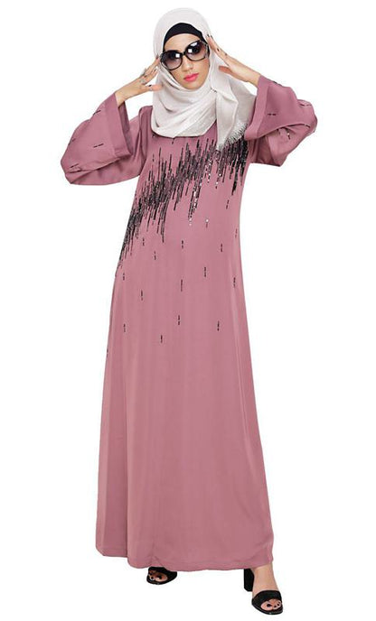 Stardust Onion Pink Dubai Style Abaya (Made-To-Order)