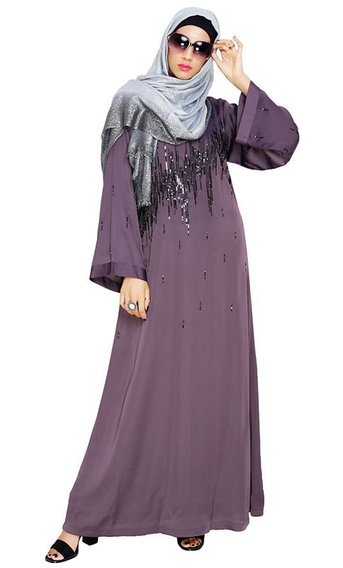 Stardust Purple Dubai Style Abaya