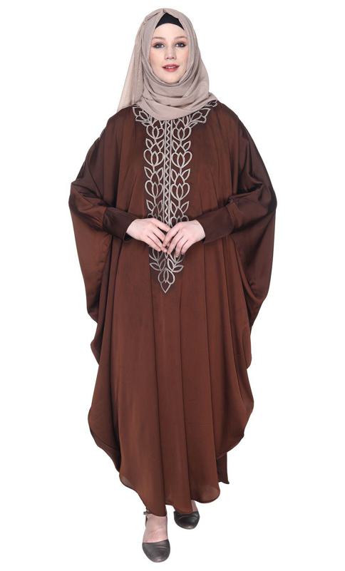 Strikingly Beautiful Mustard Brown Embroidered Kaftan