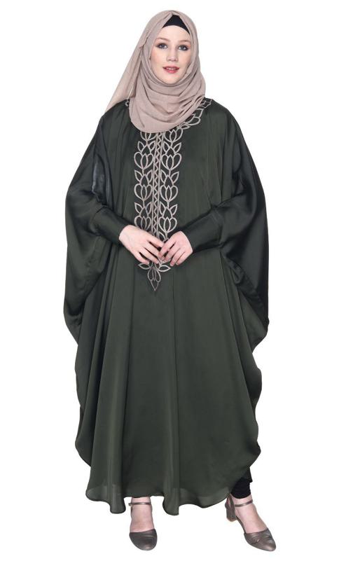 Strikingly Beautiful Oilve Green Embroidered Kaftan