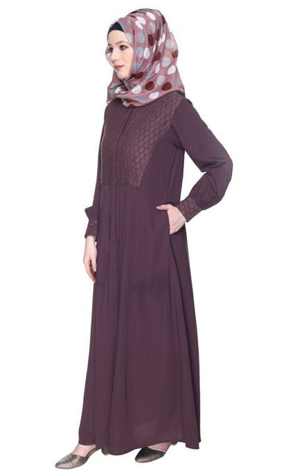 Subtle Imperial Purple Laced Dress Abaya (Made-To-Order)