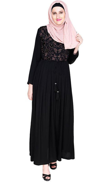 Sylvan Pleated Dubai Style Black Abaya (Made-To-Order)