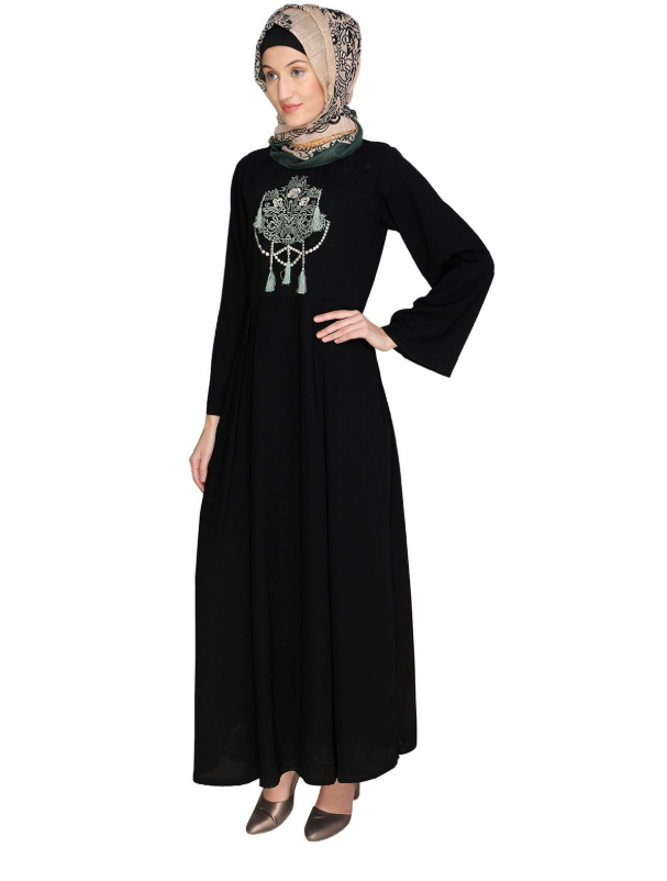 Tassels Detail Black Abaya (Made-To-Order)