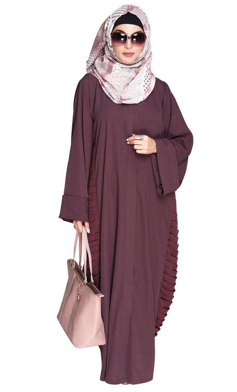 Tinselled Abaya with Frilled Side Panels (Made-To-Order)
