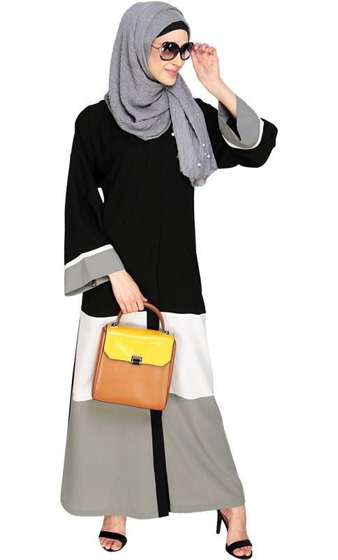 Triple Color Block Dubai Style Abaya