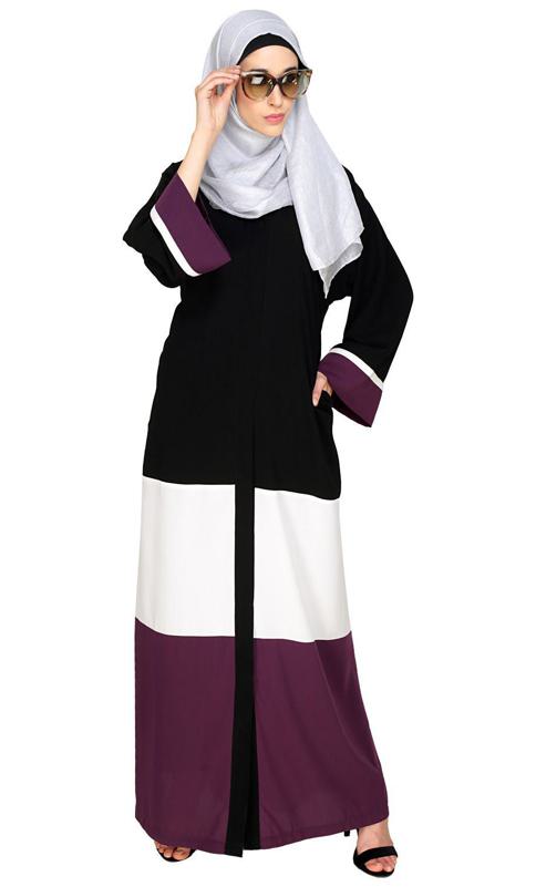 Triple Color Block Dubai Style Abaya 2