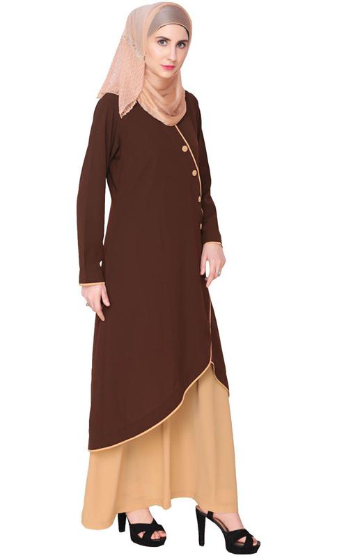 Two-in-one Brown Abaya