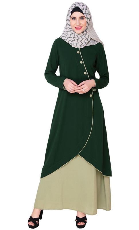 Two-in-one Green Abaya (Made-To-Order)
