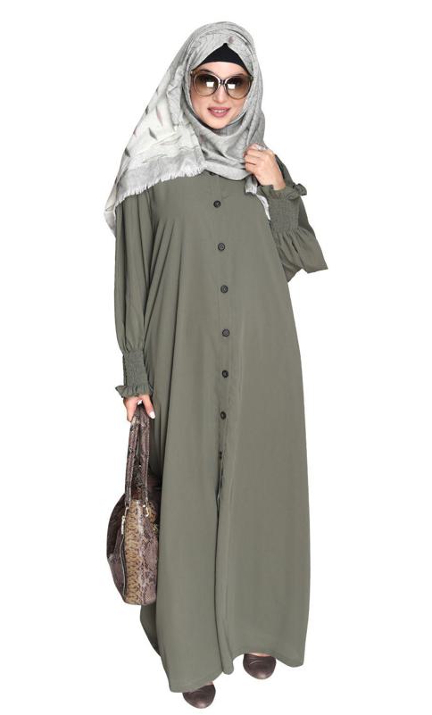 Voguish Dead Mint Front Open Abaya