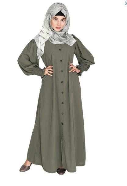 Voguish Dead Mint Front Open Abaya