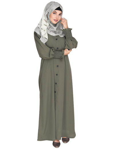 Voguish Dead Mint Front Open Abaya