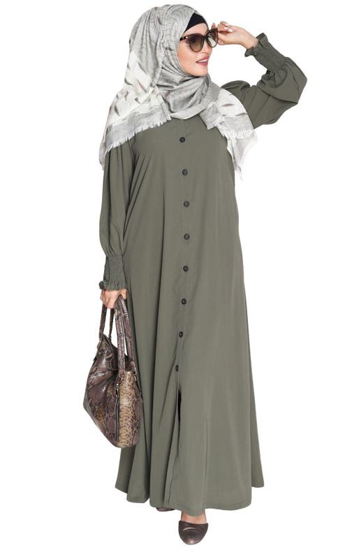 Voguish Dead Mint Front Open Abaya (Made-To-Order)