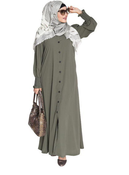 Voguish Dead Mint Front Open Abaya