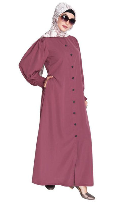 Voguish Onion Pink Front Open Abaya (Ready-To-Ship)