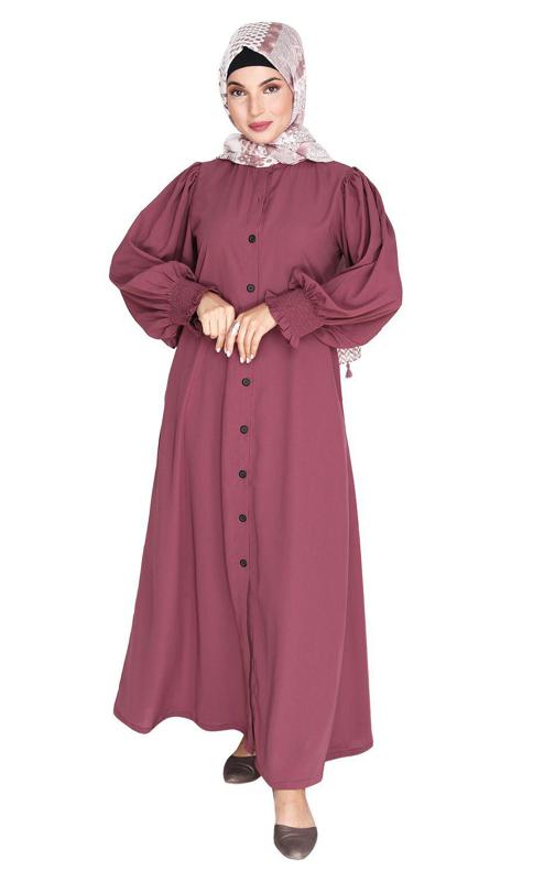 Voguish Onion Pink Front Open Abaya (Made-To-Order)