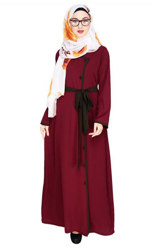 Vougish Wine Angarkha Abaya