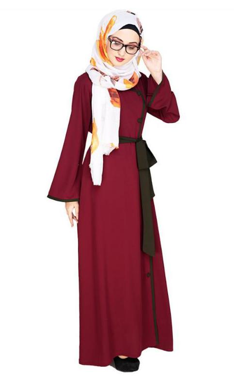 Vougish Wine Angarkha Abaya