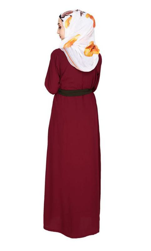 Vougish Wine Angarkha Abaya