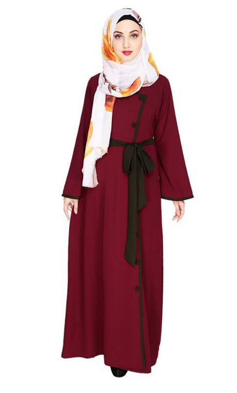 Vougish Wine Angarkha Abaya