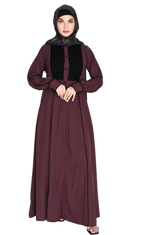 Wavetucks Yoke Purple and Black Abaya