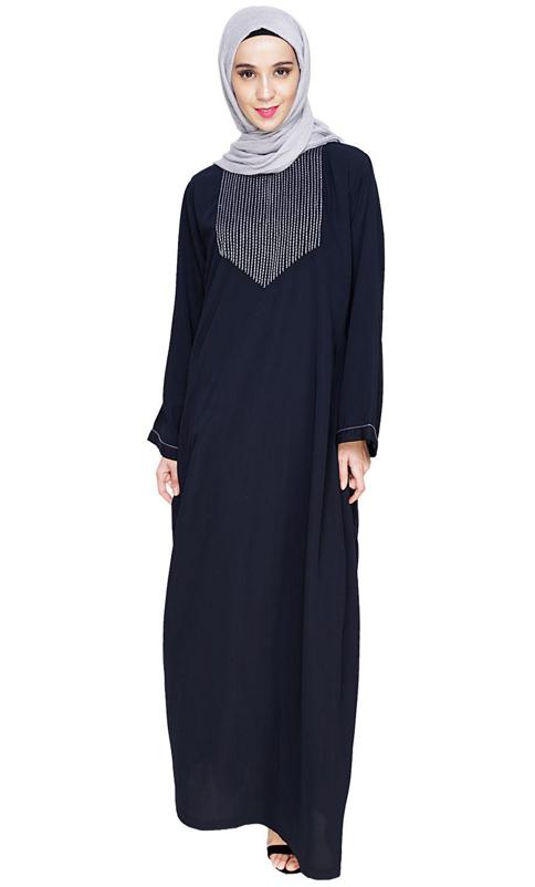 Whimsical Embroidered Grey Dubai Style Abaya