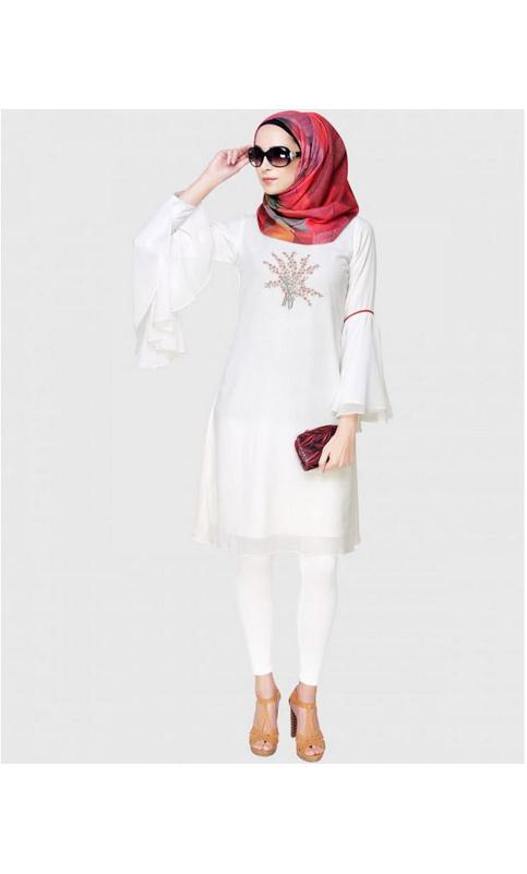 White Floral Embrioder Tunic