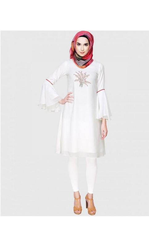 White Floral Embrioder Tunic