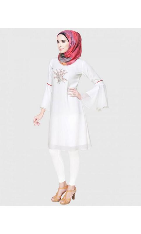 White Floral Embrioder Tunic
