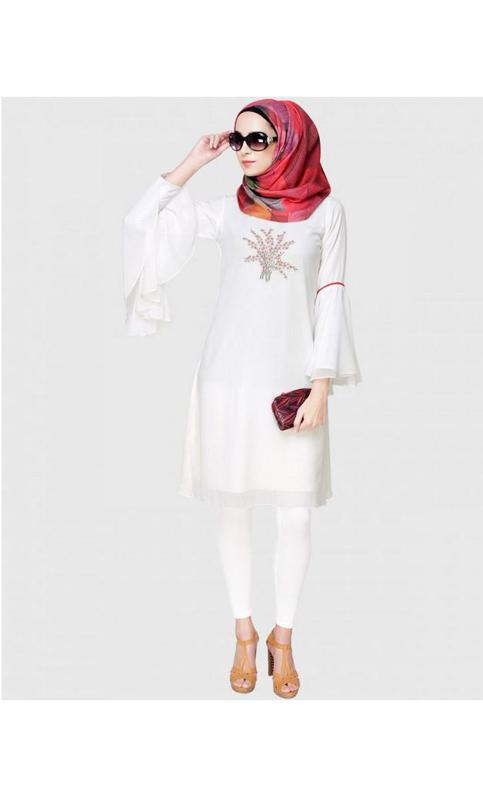 White Floral Embrioder Tunic