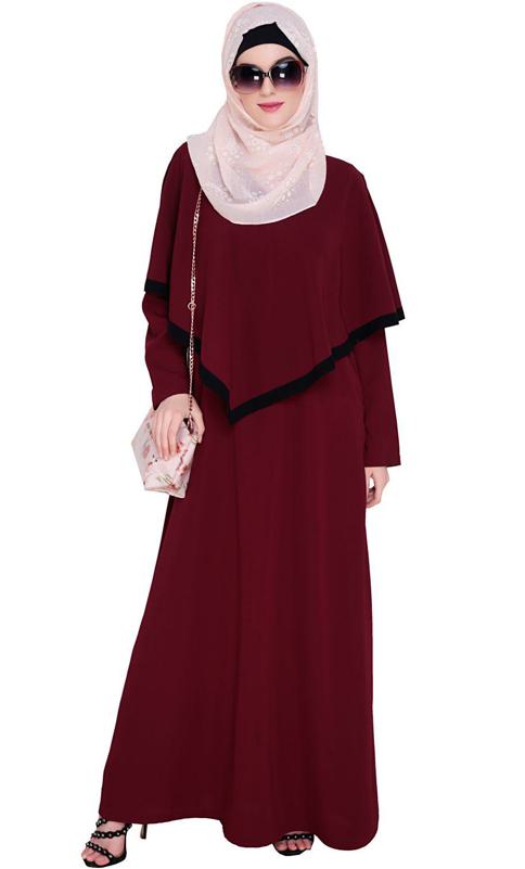 Wine Fancy Cape Abaya (Made-To-Order)