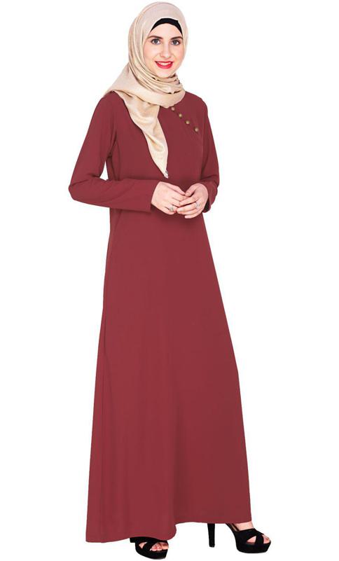 Wine Trendy Abaya Dress