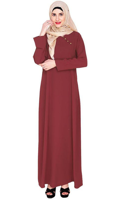 Wine Trendy Abaya Dress (Made-To-Order)