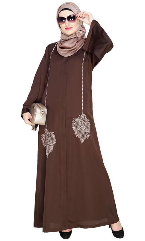Wondrous Brown Dubai Style Abaya (Made-To-Order)