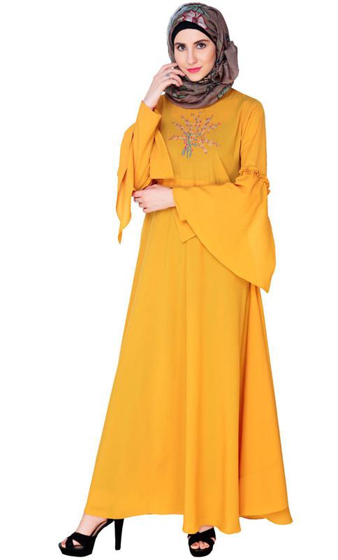 Yellow Crew Collar Abaya (Made-To-Order)