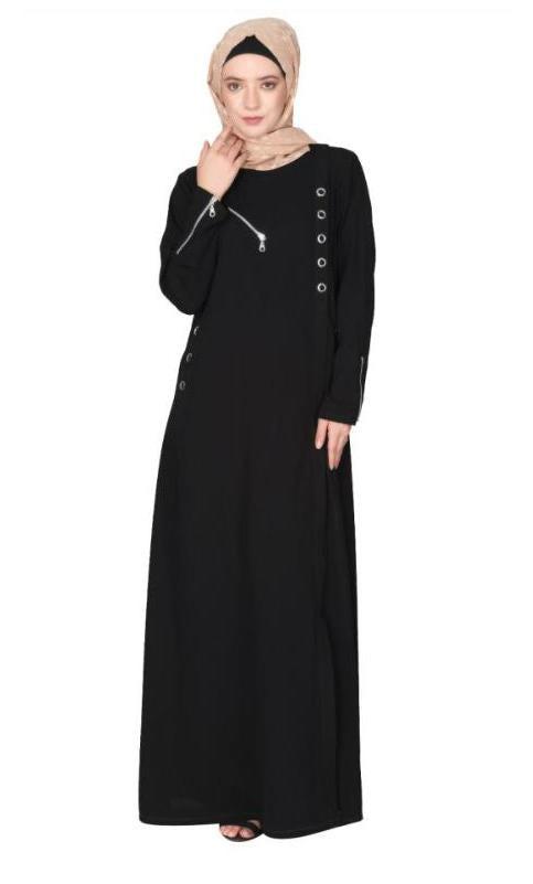 Youthful Riveted Formal Front Open Abaya