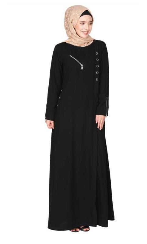 Youthful Riveted Formal Front Open Abaya