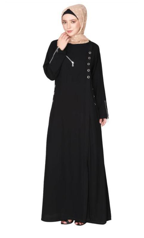 Youthful Riveted Formal Front Open Abaya