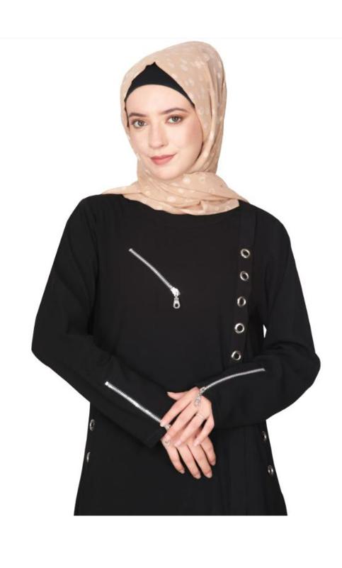 Youthful Riveted Formal Front Open Abaya