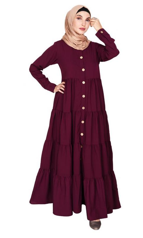 Contemporary Purple Multi Layered Gather Dress (Made-To-Order)