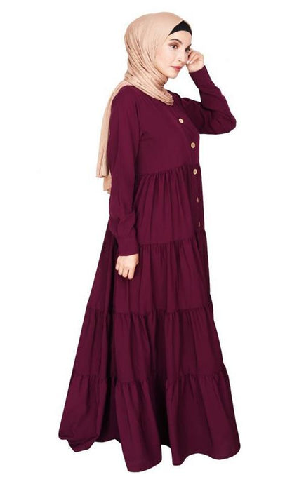 Contemporary Purple Multi Layered Gather Dress (Made-To-Order)