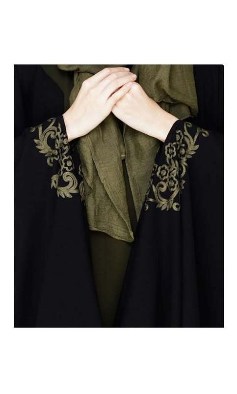 Delicate Embroidered Black Irani Kaftan