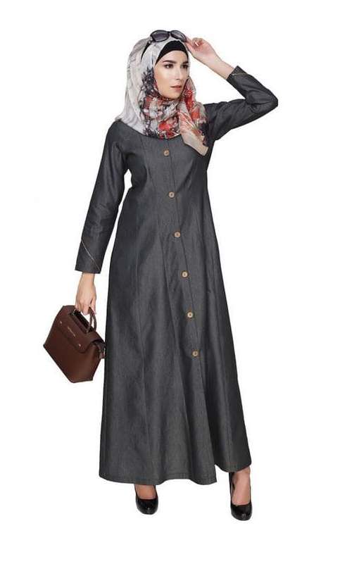 Denim Flared Coat Abaya