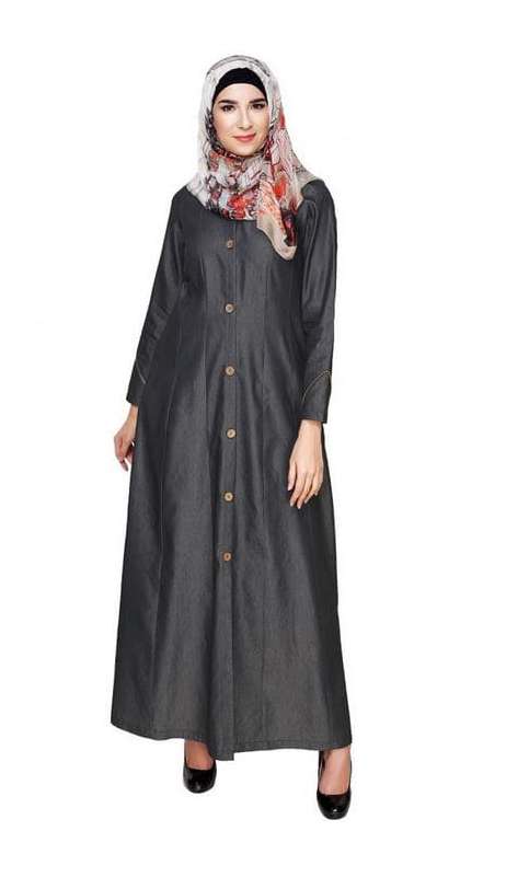 Denim Flared Coat Abaya