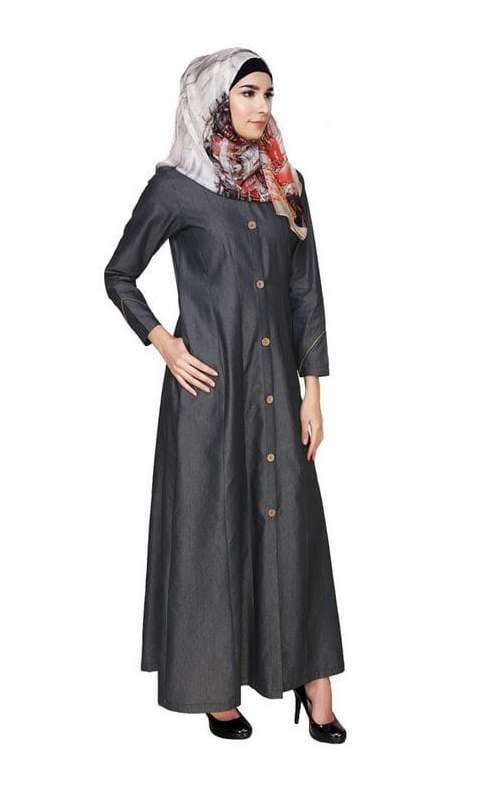 Denim Flared Coat Abaya