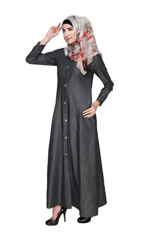 Denim Flared Coat Abaya